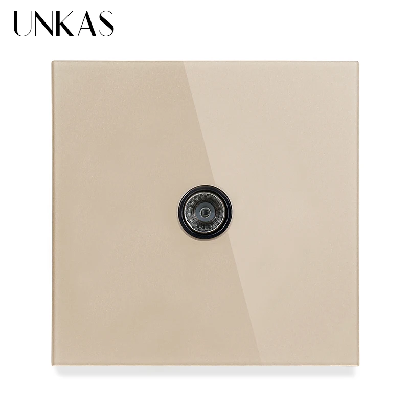 UNKAS серая Роскошная панель из закаленного хрустального стекла ТВ-разъем для