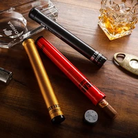 lubinski metal stainless steel single cigar tube holder travel humidor cigar case box with humidifier portable for cohiba cigar