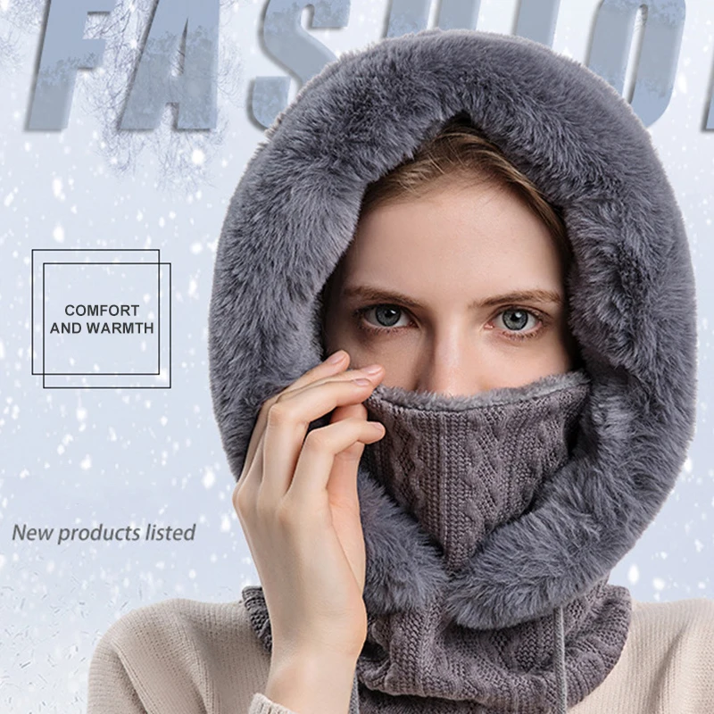 

Зимняя шапка, головной убор для езды на открытом воздухе, шапка для катания на лыжах, теплая шапка-комбинезон, интегрированный головной убор...