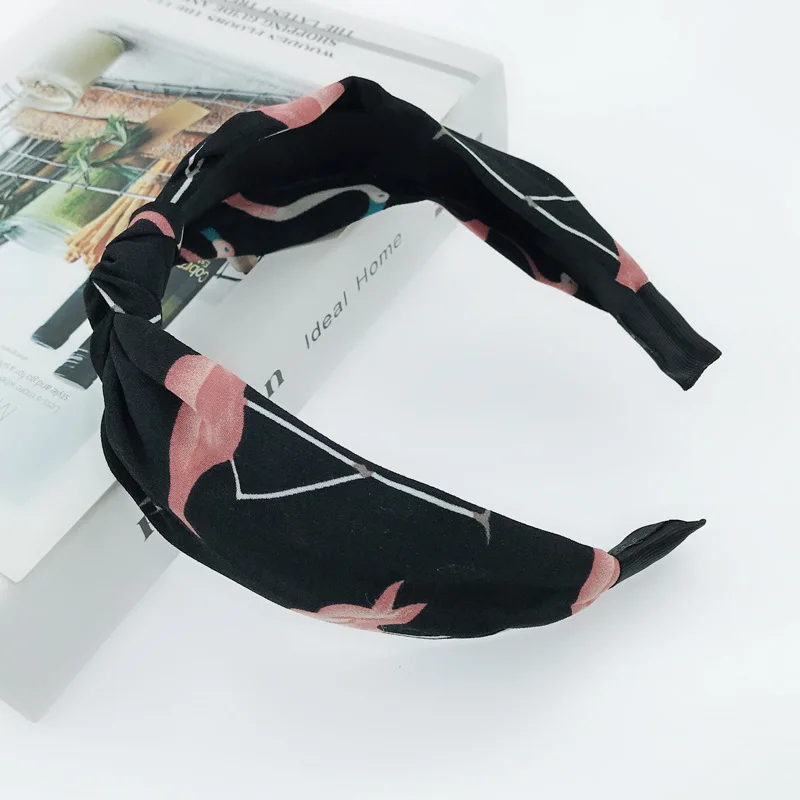 Модные богемные бандажные повязки для волос с принтом Фламинго в клетку женщин и