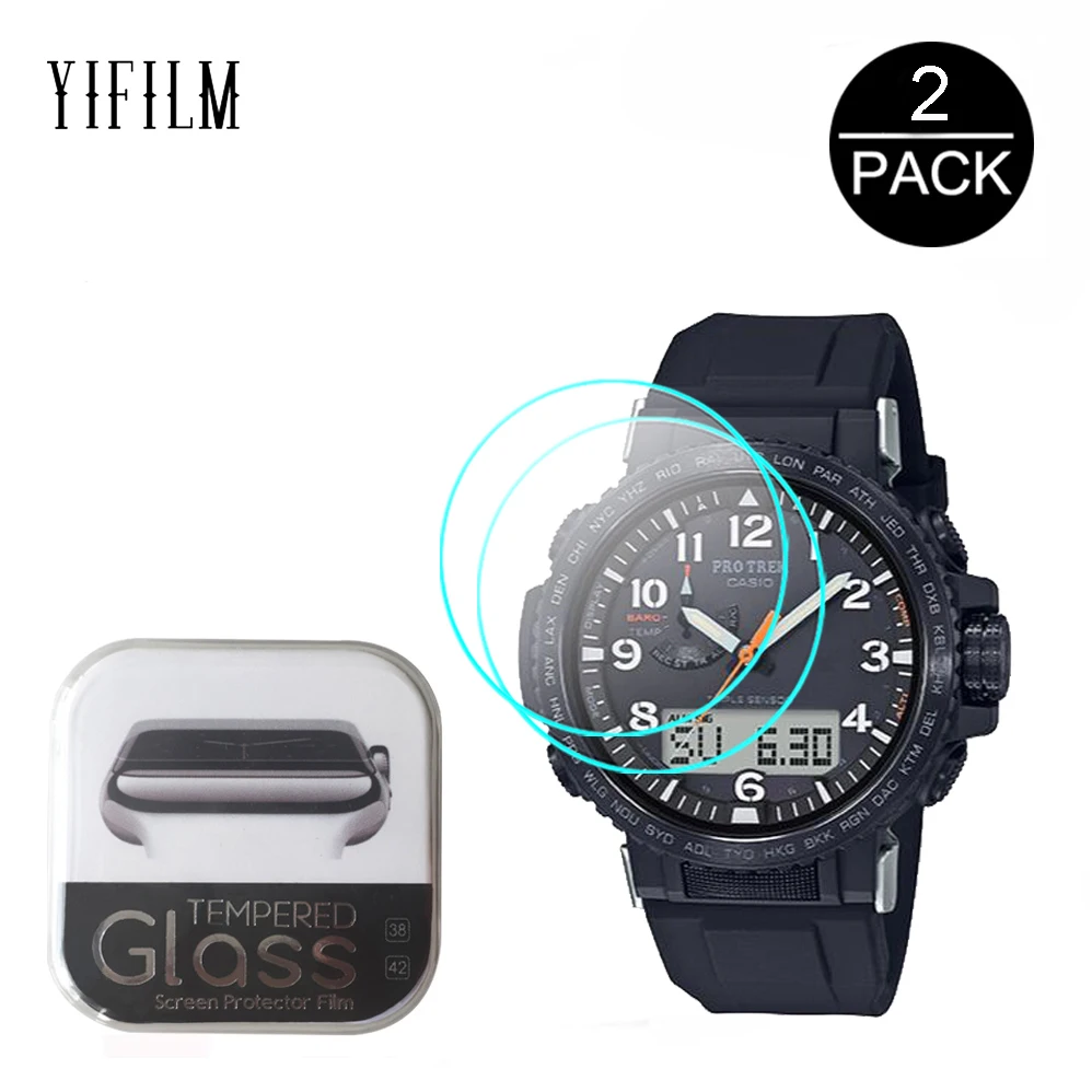 

2PCS Clear Anti-Scratc Glass For Casio PRO TREK PRW-50Y 1APR PRW-50YFE 2APR Smartwatch Screen Protector 2.5D 9H Tempered Glass