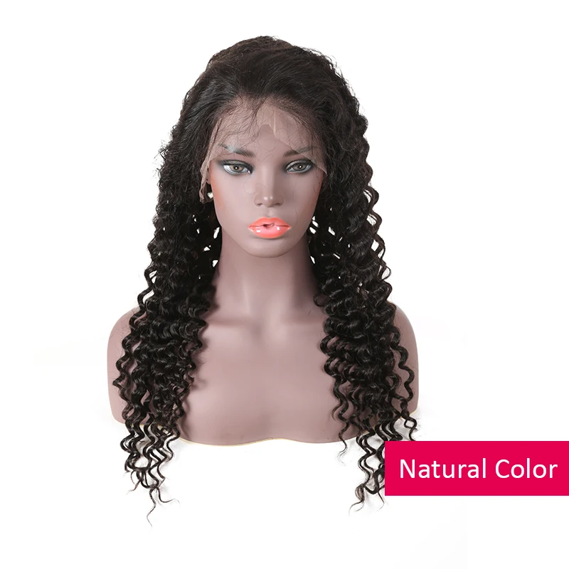 Natural color Глубокая волна 13x4/13x6 Синтетические волосы на кружеве парик из натуральных Цвет 370 Синтетические волосы на кружеве al парик кудрявые бразильские Реми парики из натуральных волос для Для женщин - Цвет: Natural color