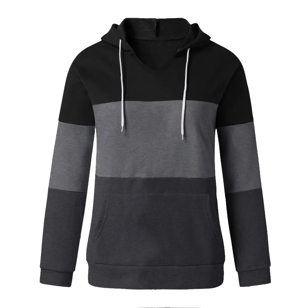 

Women Patchwork Hooded Sweatshirt Autumn Winter Print Harajuku Drawstring Hoodie Casual Long Sleeve Pullover Tops Female