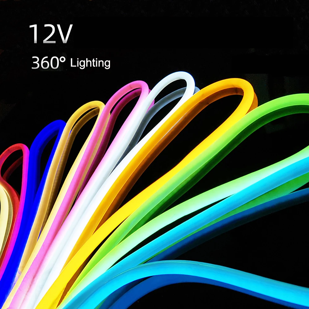 

12V Round LED Neon Strip Light Waterproof DIY Neon Lights Flexible Neon Sign Tape for Neon Flex неоновая лента гибкий неон