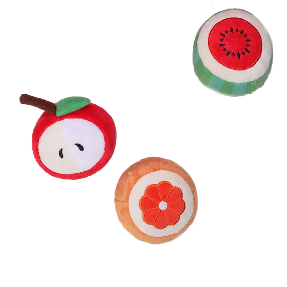 Игрушки пищалки для собак милые мягкие плюшевые фрукты интерактивные игрушки