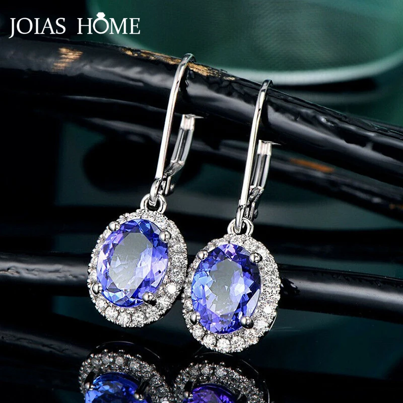 

JoiasHome Trendy Women's Silver Earrings Shiny Blue Zircon Long Drop-earrings Charms Female Wedding Party Jewelry Gift Wholesale