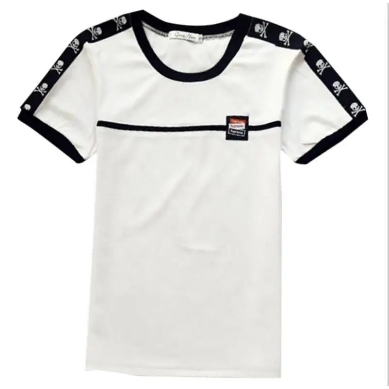 

Summer men's slim white black red fashion short sleeve T-shirt