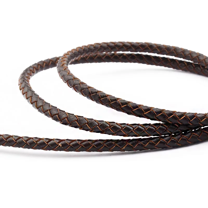 1 м 5 мм круглый плетеный Плетеный шнур из натуральной кожи для самостоятельного