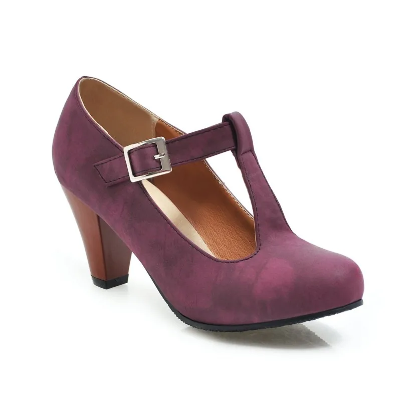 

Женские туфли-лодочки на высоком каблуке, с Т-образной пряжкой, большие размеры 11, 12, 13, 14, 15, 16, 17