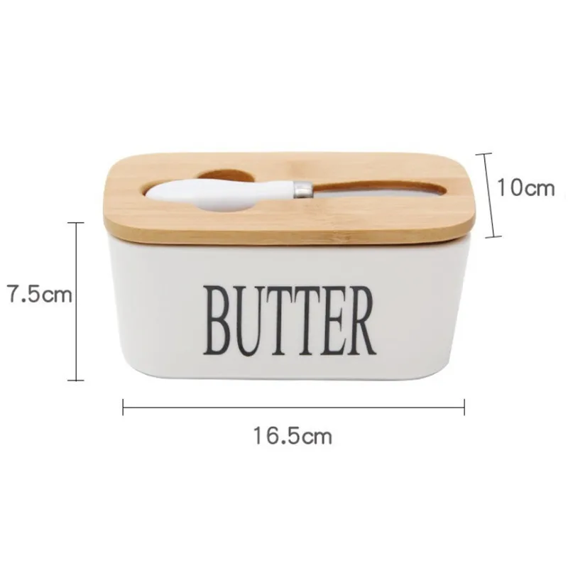 Скандинавская керамическая коробка для масла с деревянной крышкой и нож сыра