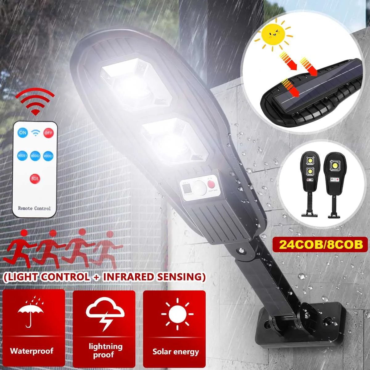 

2021 Upgraded LED Solar Street Lights Outdoor Security Lighting Wall Lamp Waterproof Motion PIR Sensor Smart Control Lamp