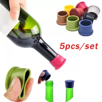 5pcs reusable wine beer cover bottle cap silicone beverage preservation stoppers home restraunt beverage closures