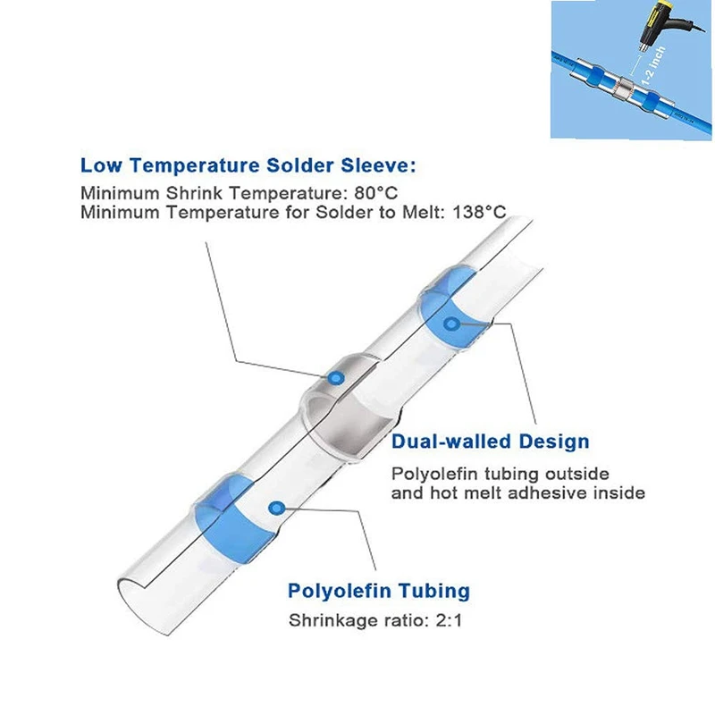 Комплект термоусадочных клемм для стыковой проволоки 50 шт. изолированные и