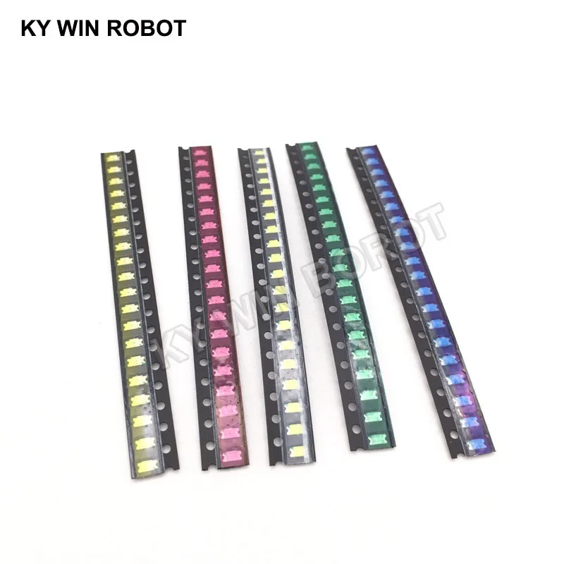 100pcs=5 colors x20pcs 1206 SMD LED light Package Red White Green Blue Yellow 1206 led kit Orange Warm whiteFree Shipping