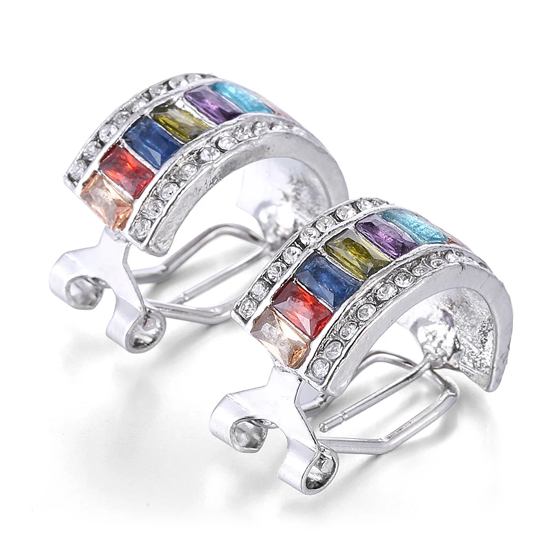 Модные посеребренные Висячие серьги для женщин очаровательные разноцветные