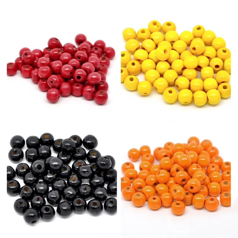 DoreenBeads 200 шт цветные деревянные бусины крашеные вручную круглые свободные для