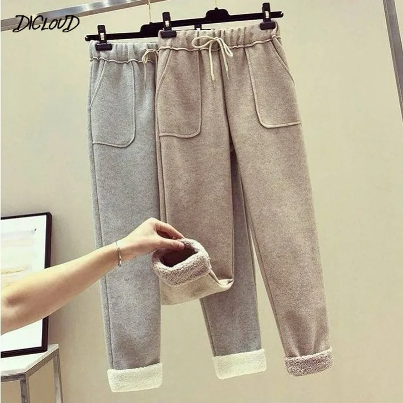 Женские шерстяные шаровары повседневные свободные брюки с высокой талией в