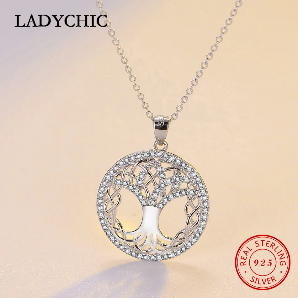 LADYCHIC классика Стерлинговое Серебро 925 пробы древо жизни круглый кулон для женщин