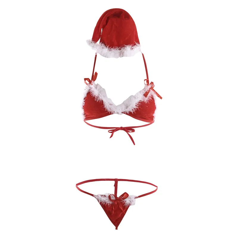 Женское сексуальное рождественское Нижнее белье Комплект Babydoll пижамы мини Санта
