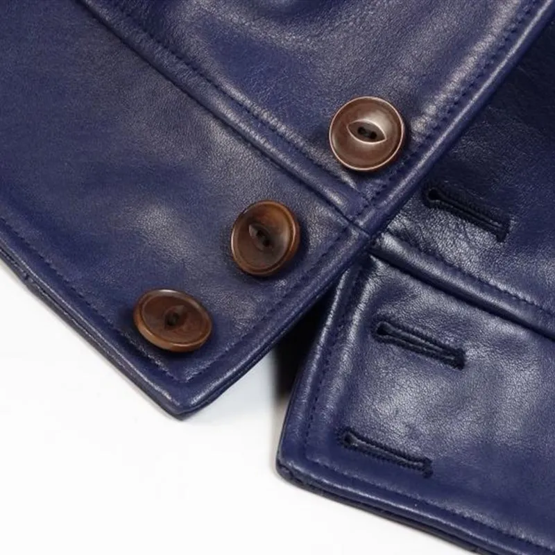 Мужская однобортная куртка из натуральной воловьей кожи в американском стиле