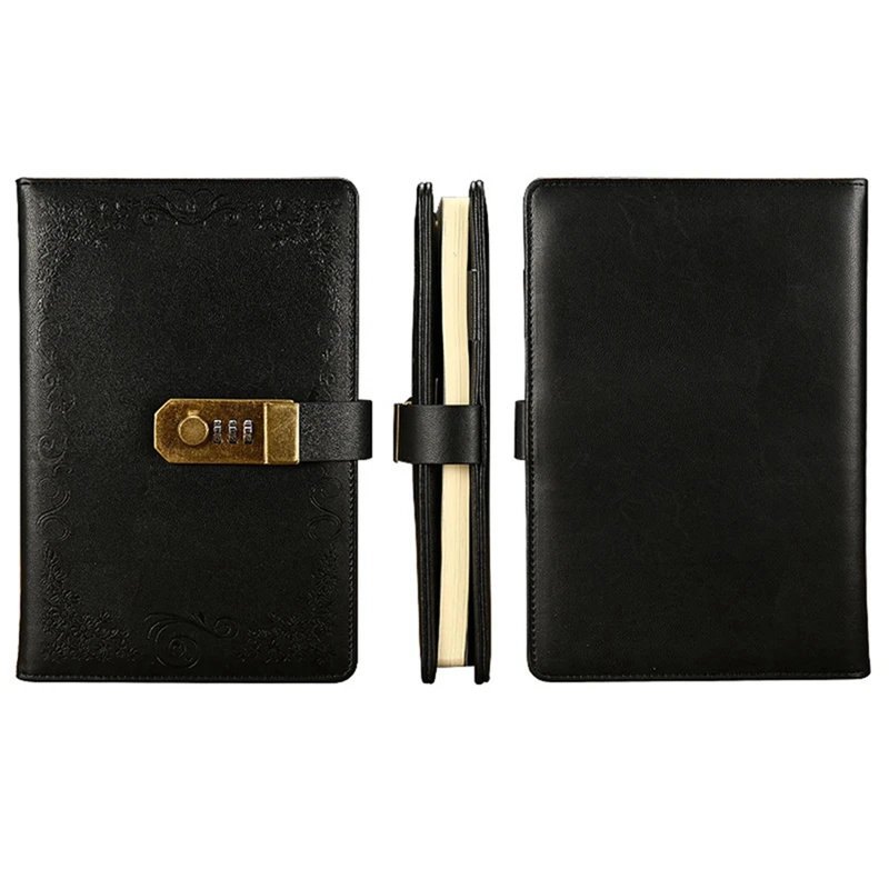 2 Pcs Diary with Lock Notebook A5 Vintage Lockable Paper PU Leather Traveler Journal Weekly Planner Brown & Pink | Канцтовары для