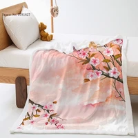 plum blossom sherpa blanket 3d print pink flower thicken blanket nap office throw blanket happy napper weighted blanket decor