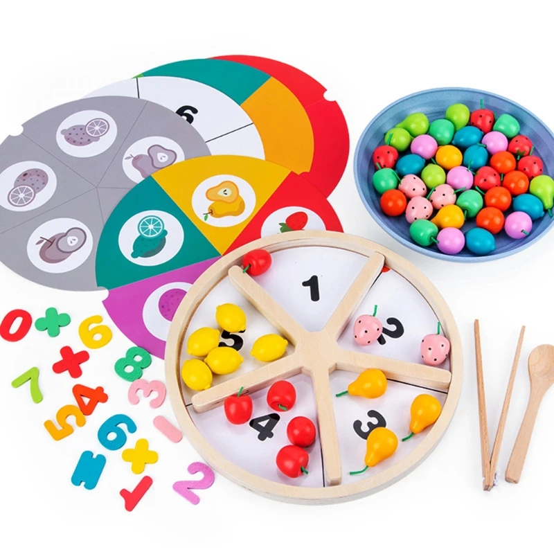 

Wooden Simulation Fruit Sorting Tray Game Early Educational Toys Color Cognitive Math Enlightenment Teaching Gifts DXAD