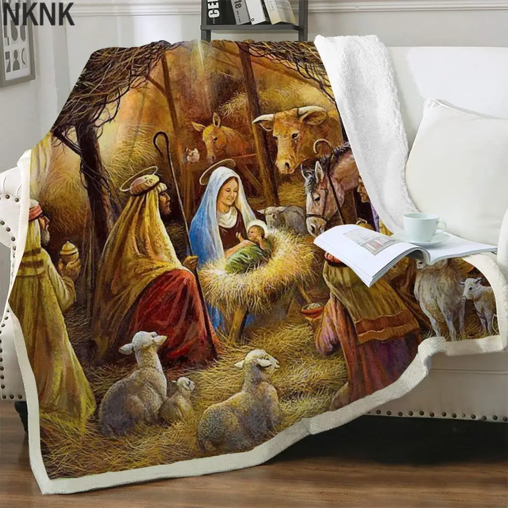 

NKNK Jesus Blanket Christian Bedding Throw Angel Bedspread For Bed Animal 3D Print Galaxy Plush Throw Blanket Sherpa Blanket New