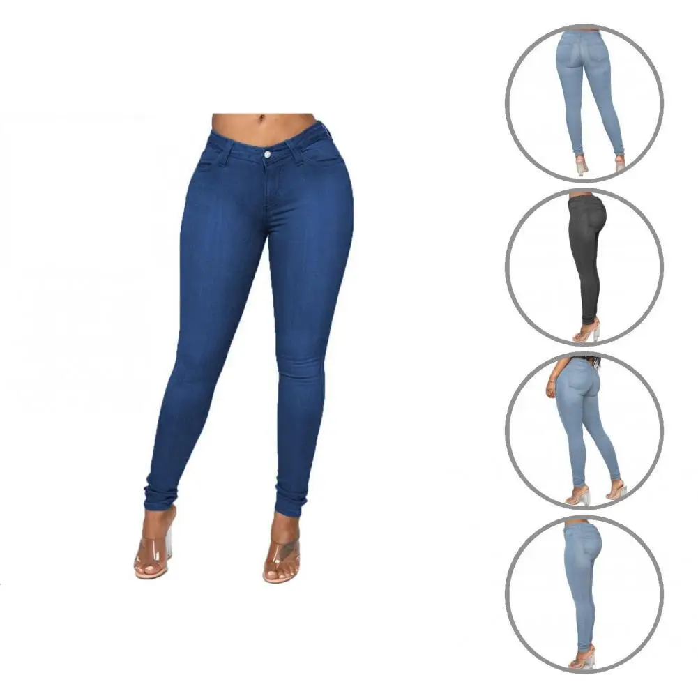 

Wear Resistant Popular Butt-lifting Lady Skinny Jeans Button Zipper Fly Pencil Pants Bodycon Female Clothing