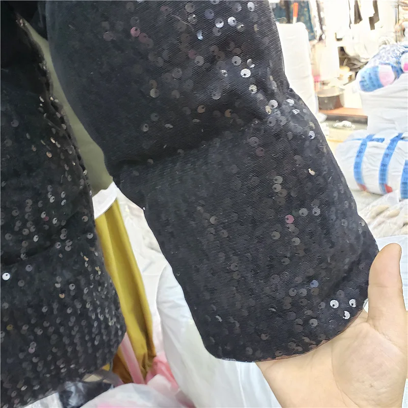 

Down Cotton-Padded Coat for Women European Style 2020 Winter New Sequins Loose Hooded Warm Mid-Length Parka Coat Overcoats