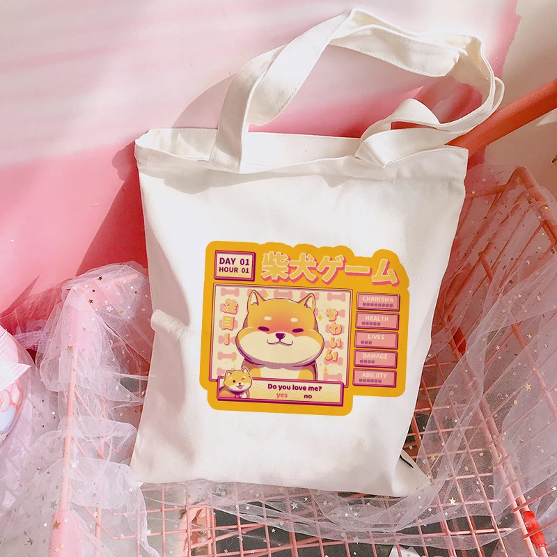 Kawaii Симпатичные сумки на плечо с принтом Шиба ину доге сумка для покупок