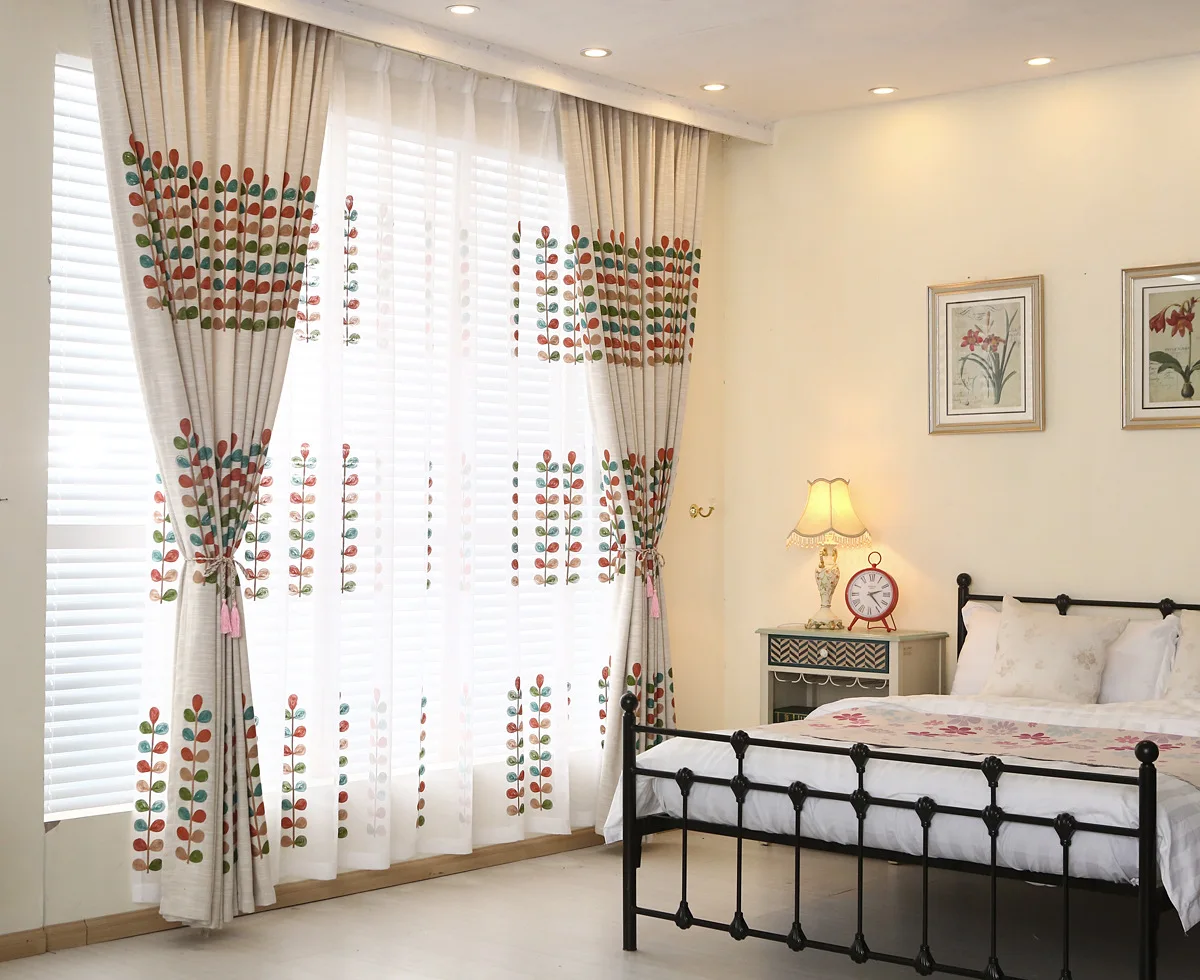 Modern Linen Embroidered Sheer Curtain Cloth for Bedroom Living Room Kitchen Window Curtains | Дом и сад