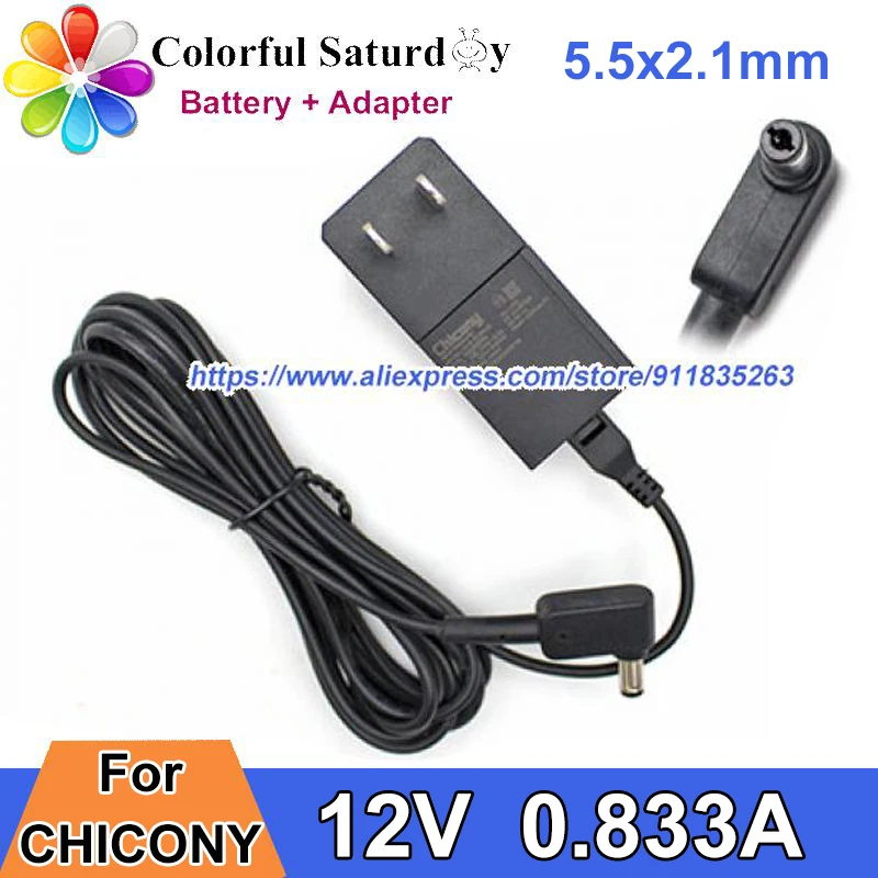 

US Plug CHICONY 12V 0.833A 10W AC Adapter Power Supply A16-010N1A Original Laptop Charger 5.5x2.1mm
