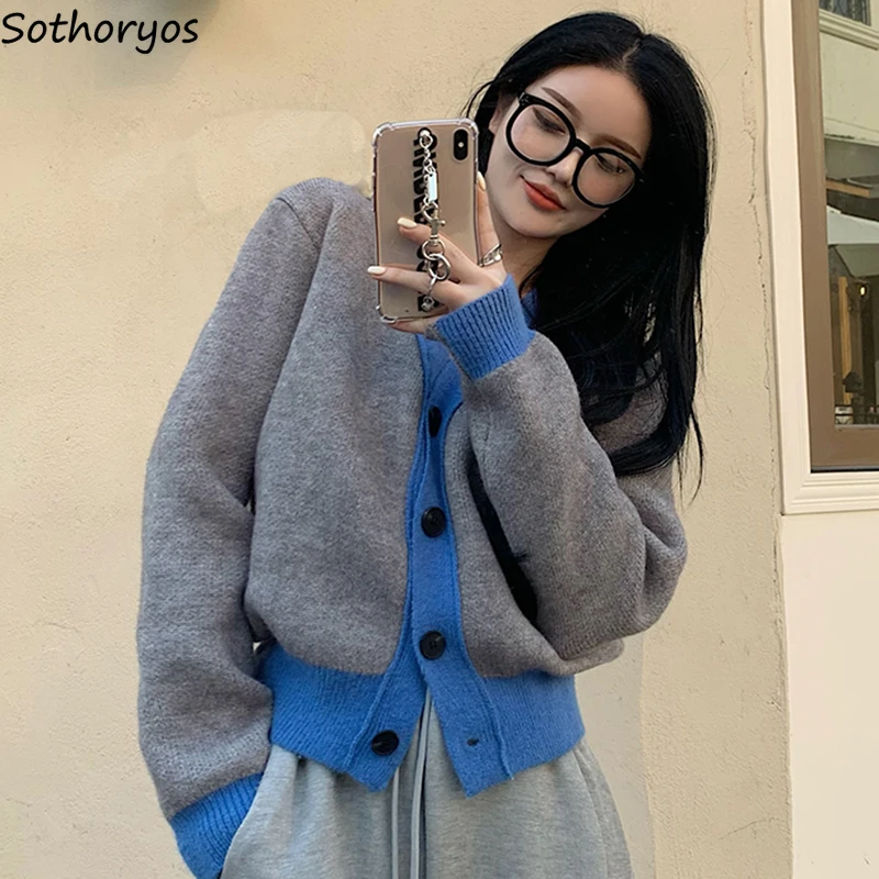 

Кардиган женский осенне-зимний, с V-образным вырезом и длинным рукавом