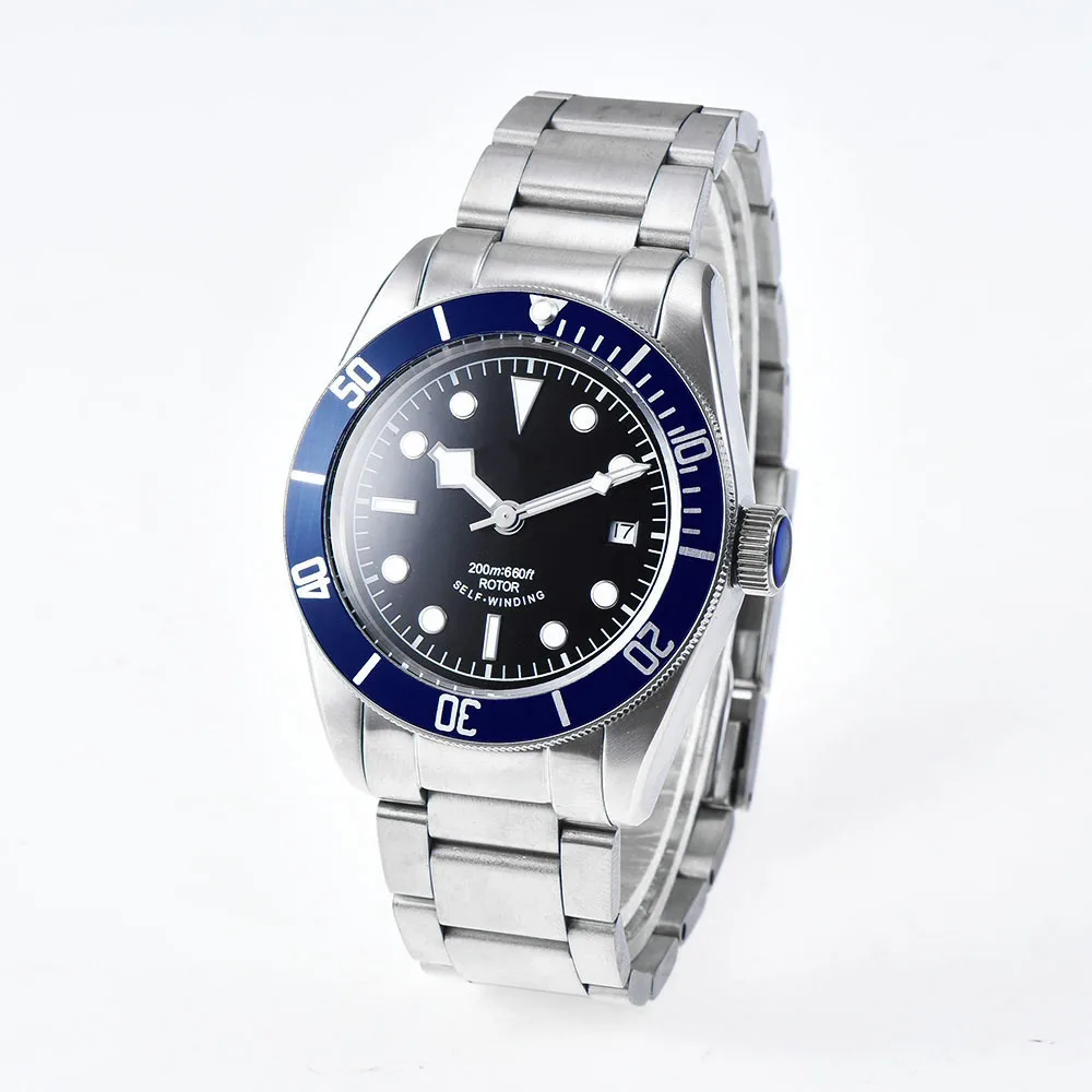 Мужские часы corgдругие с синей рамкой стальной браслет 41 мм NH35 Miyota сапфировым