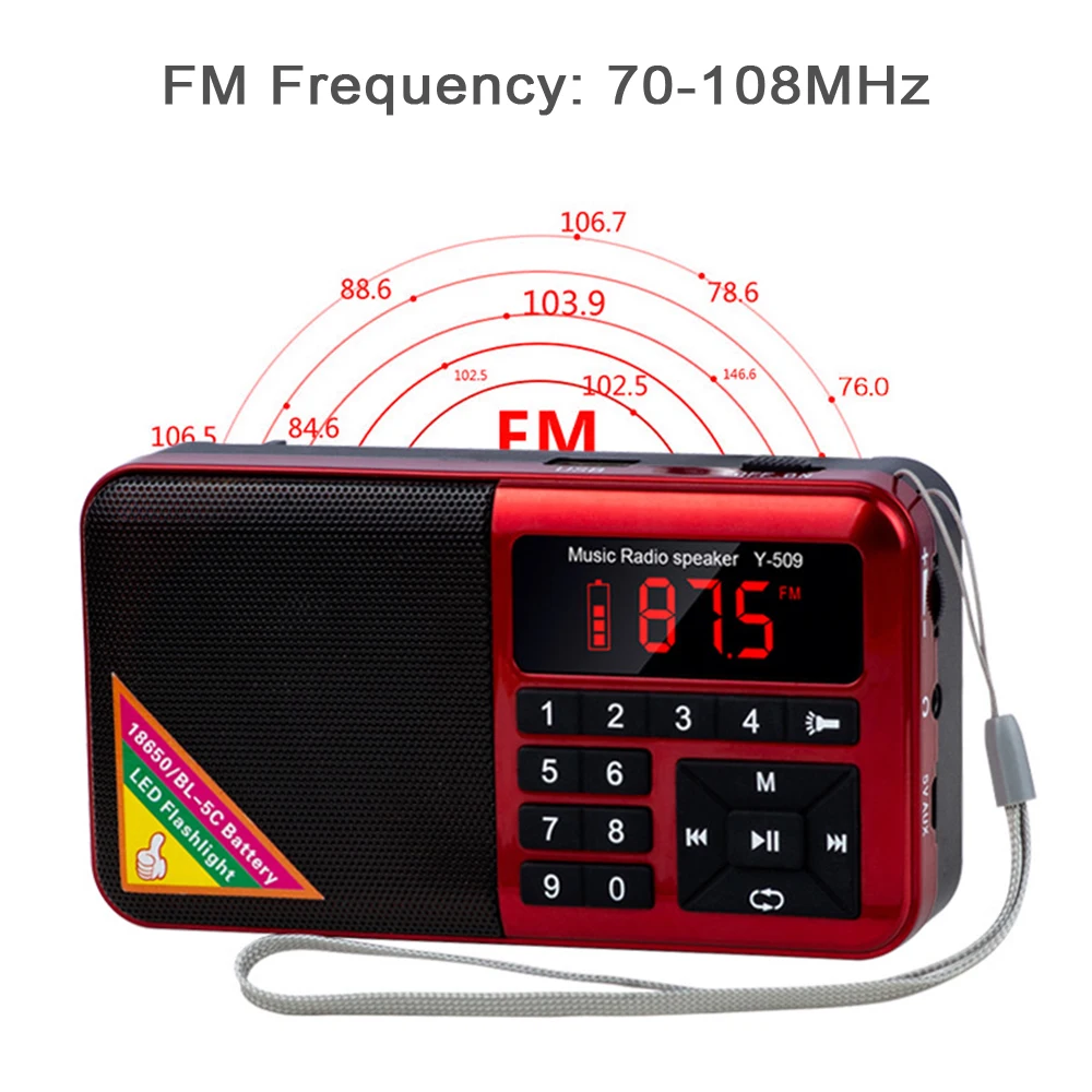 Портативное радио FM Mini Digital Raido с динамиком светодиодный экран FM-радио