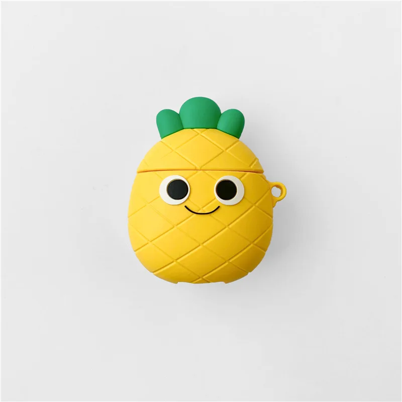 

Bluetooth Earphone Case for Airpods Cute Protective Cover for Airpods 2 Accessories with Keychain Stereoscopic Pineapple Avocado