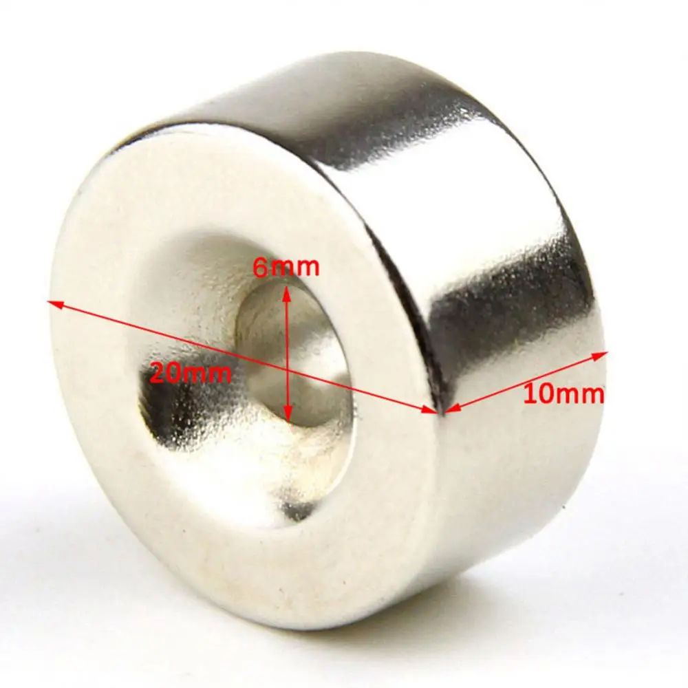20mm x 10mm Ring Magnet Neodymium Rare Earth N35 Strong Round Disc Hole 6mm | Magnetic Materials