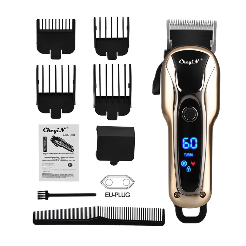Ckeyin Professional Barber Cordless Hair Trimmer 0mm Men's Electric Clippers Adjustable Blade Cutting LED Display Tool |