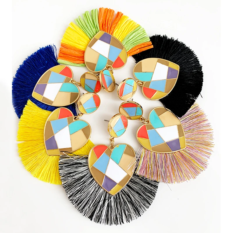 Богемные модные Хрустальные Серьги-Подвески ручной работы с бахромой для женщин