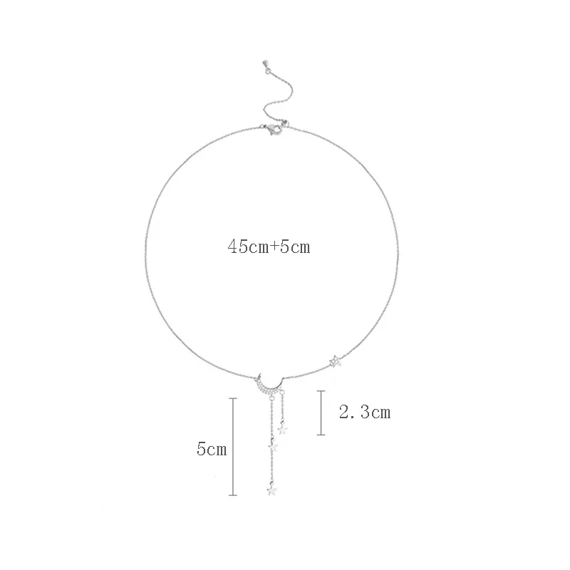 Женские милые звезда серебряного цвета Луна кисточкой ожерелья для женщин колье