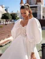 wedding dresses 2021 white long puff short sleeve wedding gowns applique fairy bride dress robe de soir%c3%a9e de mariage