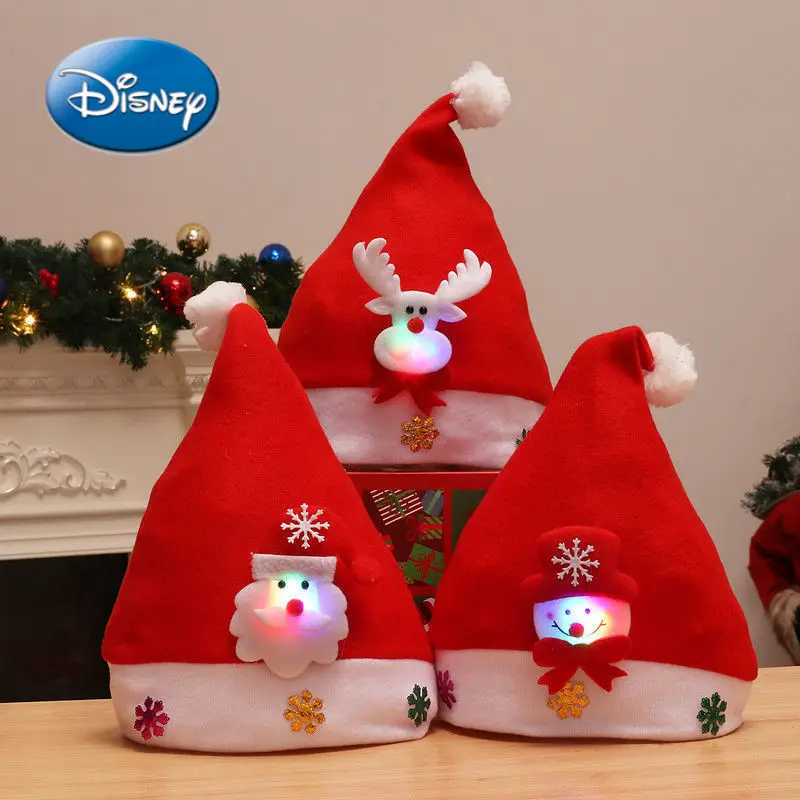 

2022 New Disney Cartoon Christmas Hat Adult Children Red Plush Hat Christmas Santa Claus Home Decoration Decoration Winter Hat