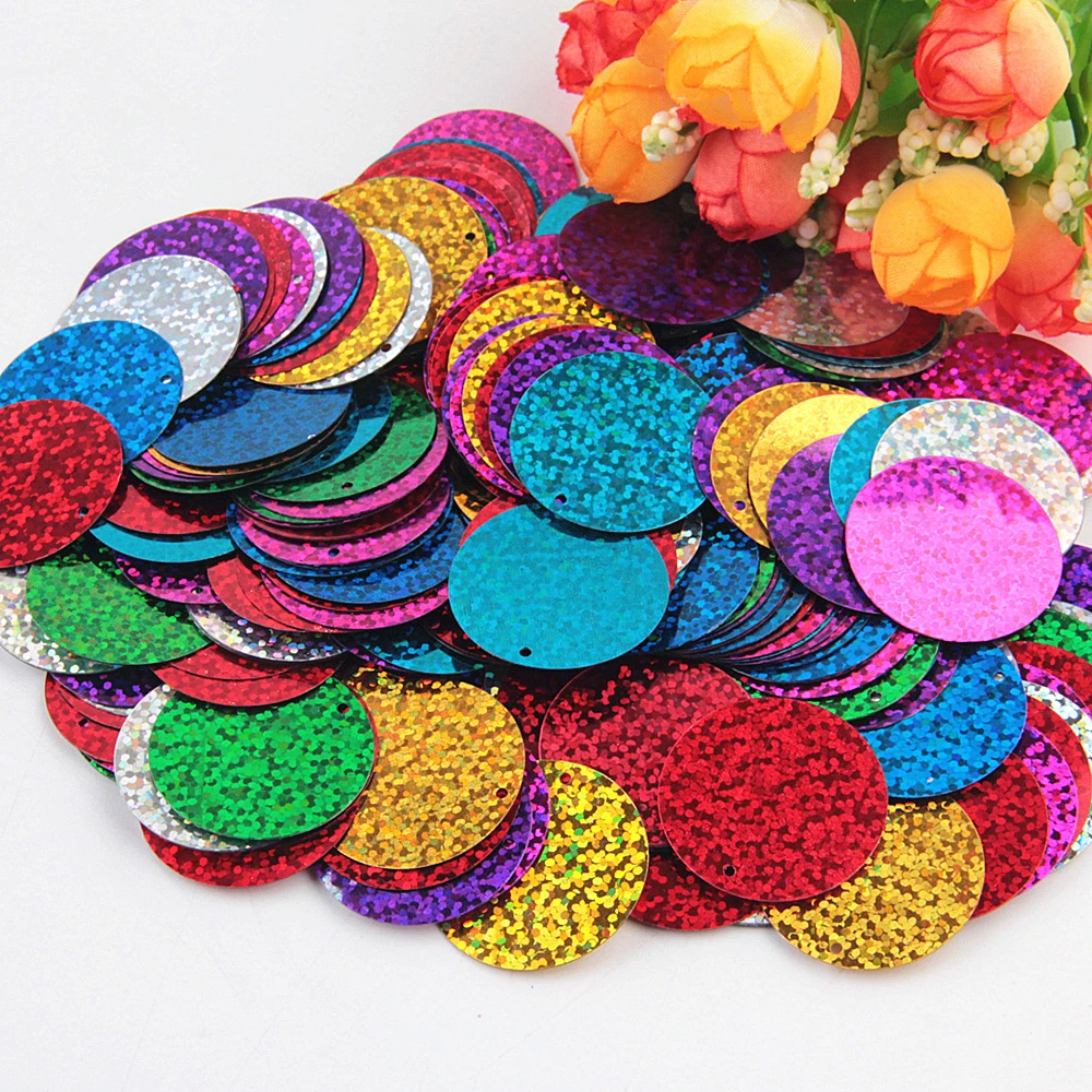 Paillette 30mm Large Flat Round Sequins PVC Paillettes Loose for Carfs Wedding Lentejuelas Para Coser 10g | Дом и сад