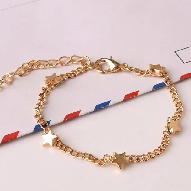 Минималистичные простые Позолоченные шикарные модные браслеты со звездами на