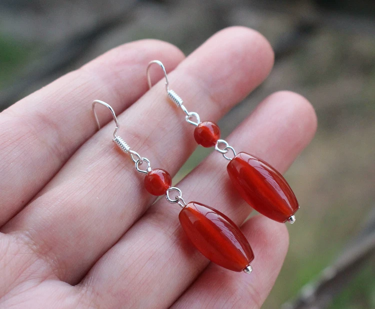 925 silver inlaid natural water jade earrings female long classic simple |