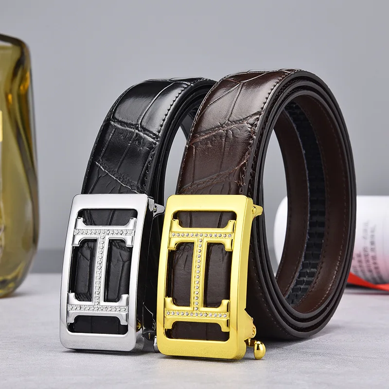 

Fashion Genuine Leather Belt Luxury Vintage Metal Pin Buckle Design Belts Brand Strap Male for Jeans Designer Strap Men