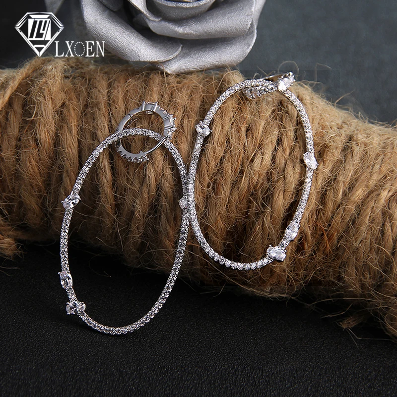 

Luxury Geometry Circle Drop Earrings Trendy Cubic Zirconia Women Wedding Party Earring Jewelry Gift