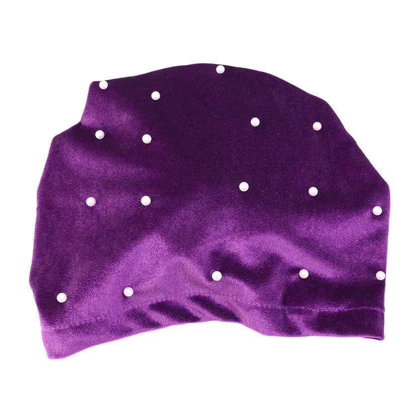 Женская шапка тюрбан с оборками и большими цветами бархатная Шапка в