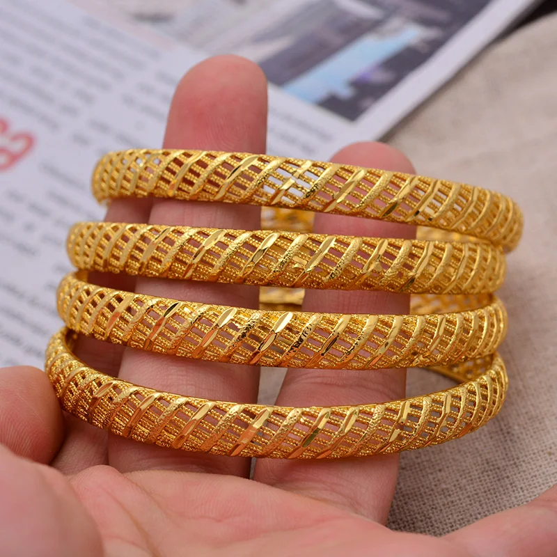 24K 4 шт Средний Восток Арабский Дубай 6 5 см большой размер браслет золотого цвета